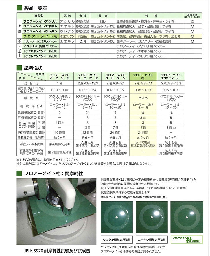 フロアーメイト杜（Mori） 4kgセット　 （床用水性２液ポリウレタン樹脂塗料） 