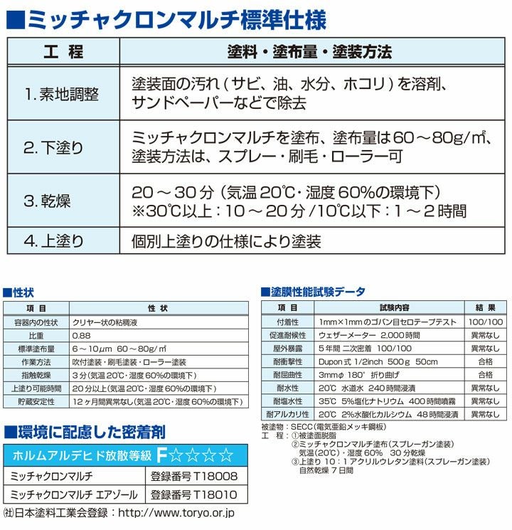 ミッチャクロンマルチ エアゾール 420ml×6本/箱 （密着プライマー/密着剤/染めQテクノロジー)