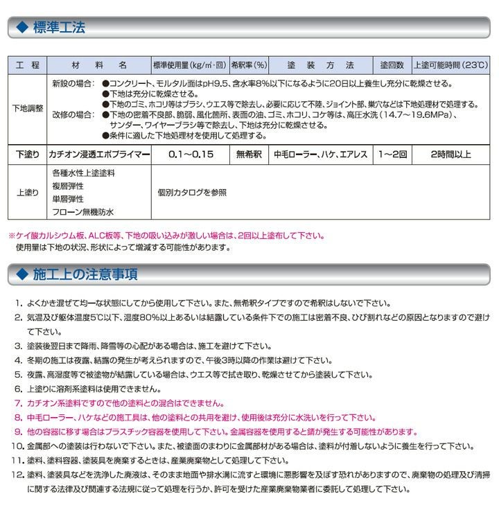 カチオン浸透エポプライマー 4kg（水性下塗り材/東日本塗料）