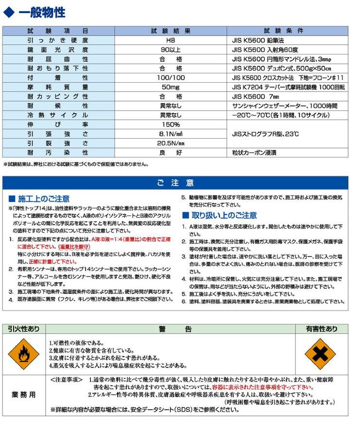 弾性トップ14 5kgセット （東日本塗料/カラーウレタン塗膜防水材トップ