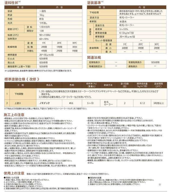 キデック つや消し 軒白 16kg （大日本塗料 水性 軒天 塗料 強膜形）